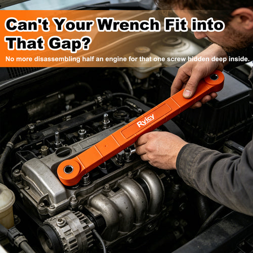 3/8-inch Offset Extension Wrench, Socket Wrench Extender Tool with Versatile 1/4", 3/8", 1/2" Square Drive Adapters and 1/4" Socket, Universal Extensions Wrench for Small Place