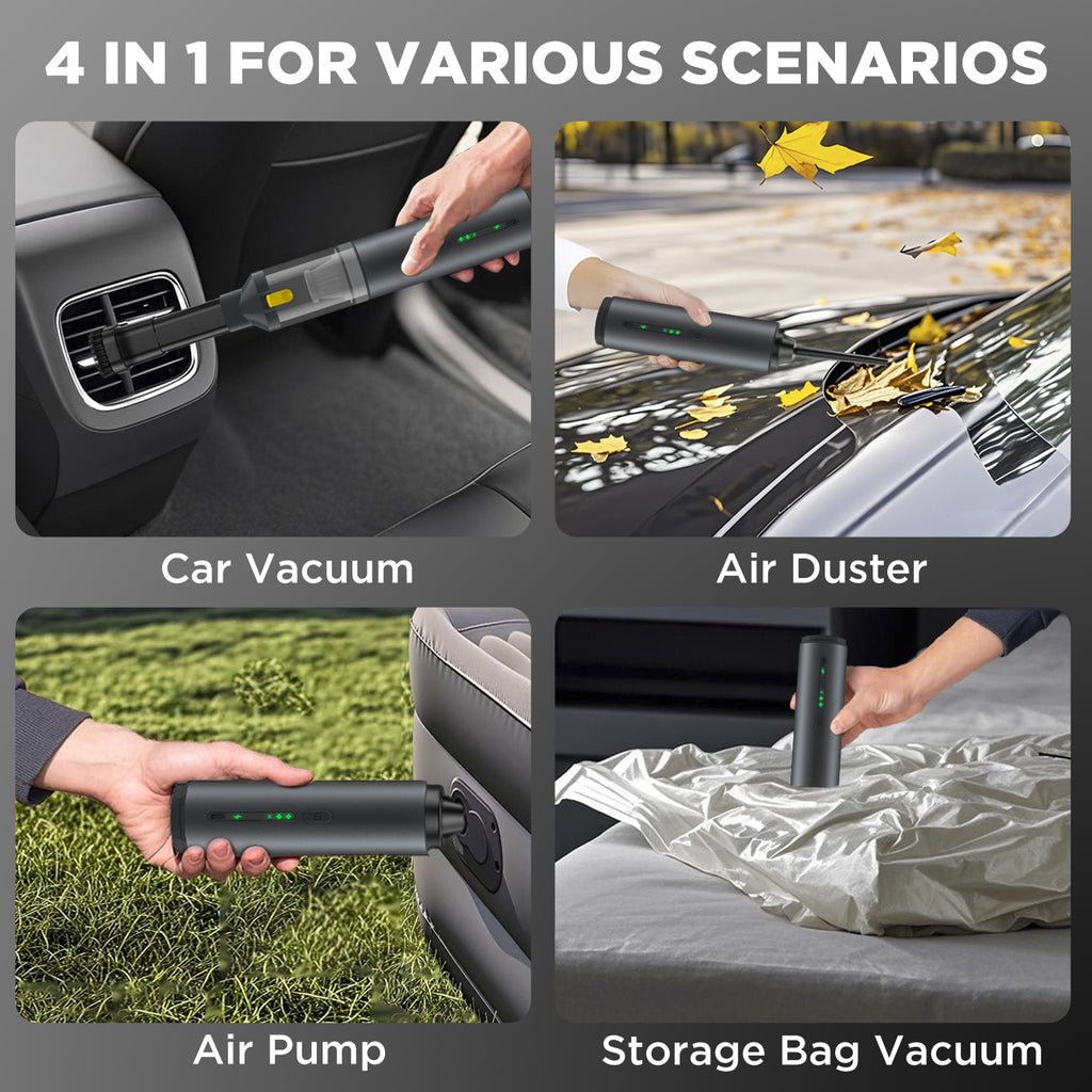 Handheld Car Vacuum Cordless, 20000PA Strong Suction, 4-in-1 Portable Rechargeable Mini Vacuum with Accessories for Small Jobs, Car, Office Desk, Keyboards, 3 Suction Modes