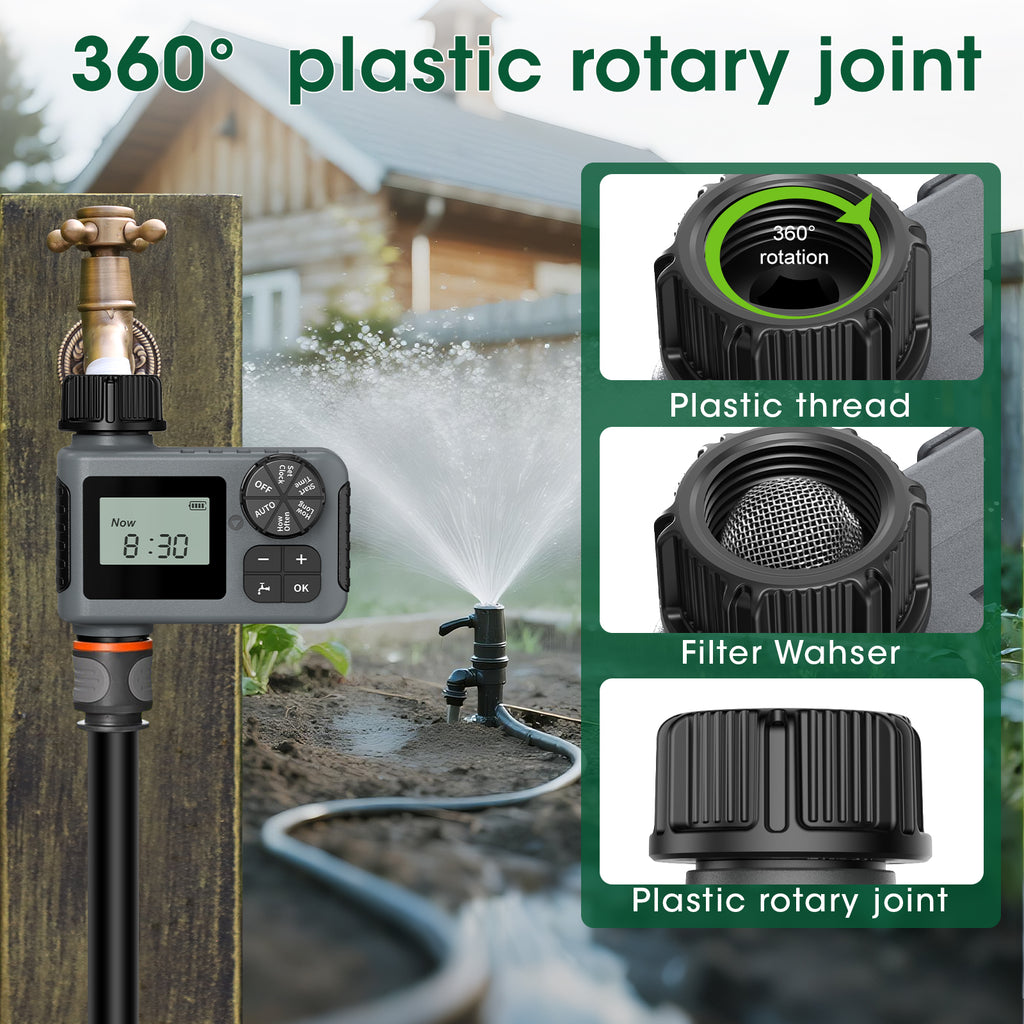 Hose Sprinkler Timer, Programmable Watering Timer with Rain Delay/Manual/Automatic Drip Irrigation System for Outdoor Garden Yard, 1 Outlet