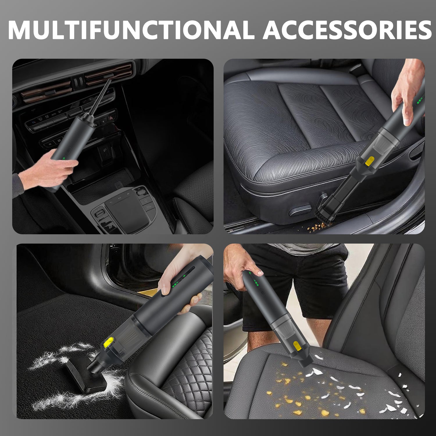 Handheld Car Vacuum Cordless, 20000PA Strong Suction, 4-in-1 Portable Rechargeable Mini Vacuum with Accessories for Small Jobs, Car, Office Desk, Keyboards, 3 Suction Modes