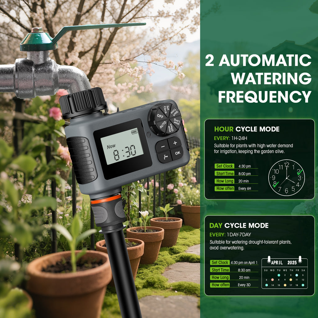 Hose Sprinkler Timer, Programmable Watering Timer with Rain Delay/Manual/Automatic Drip Irrigation System for Outdoor Garden Yard, 1 Outlet