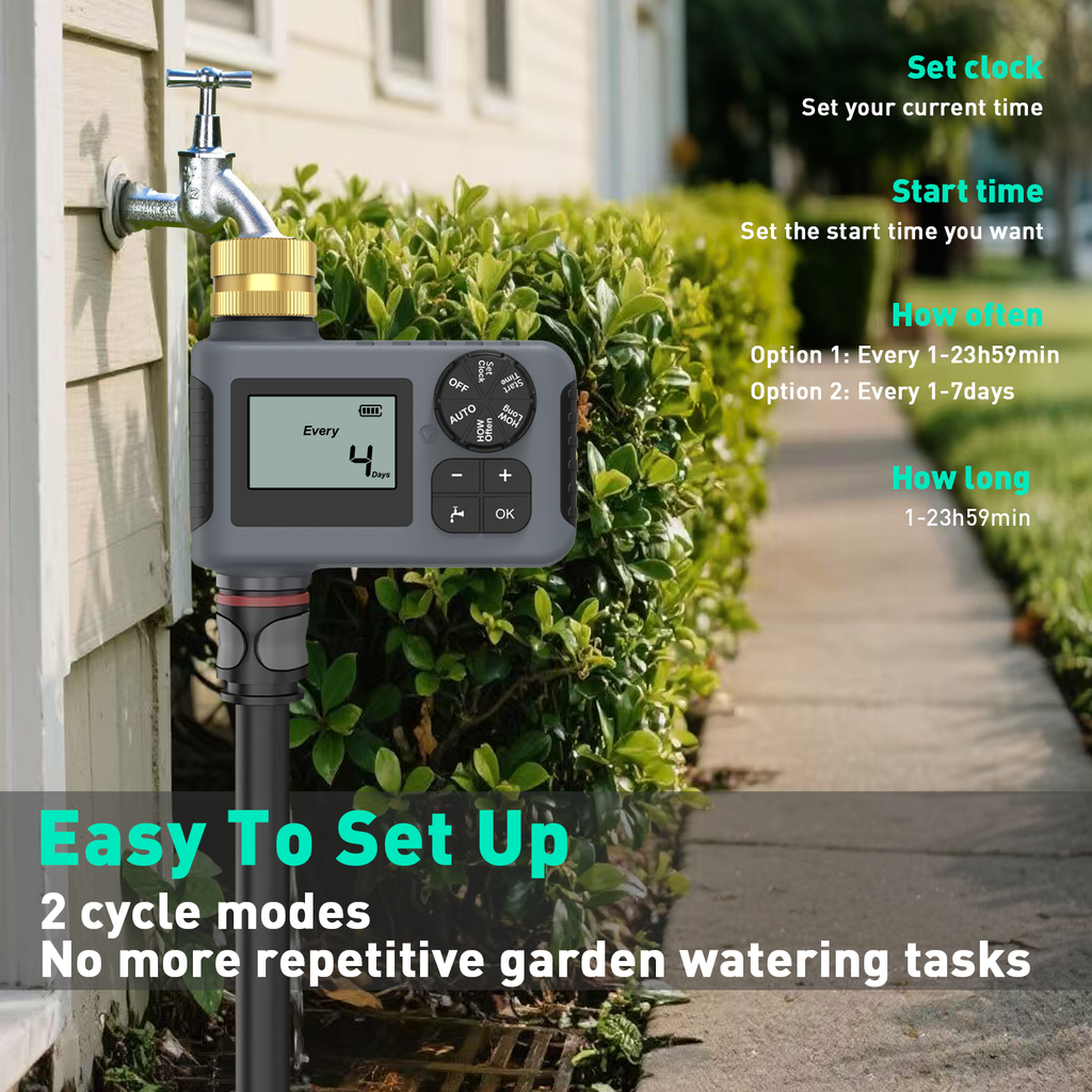 Hose Water Timer, Programmable Sprinkler Timer with Rain Delay/Manual/Automatic Drip Irrigation System for Outdoor Garden Yard, 1 Outlet
