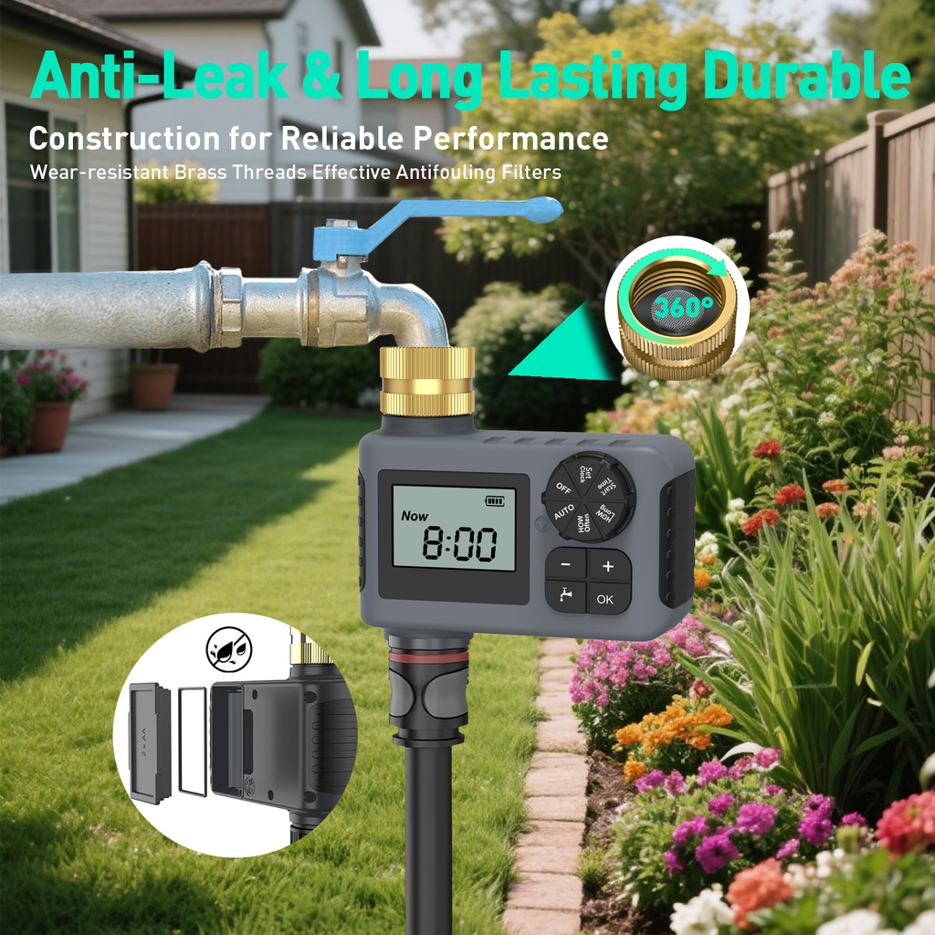 Hose Water Timer, Programmable Sprinkler Timer with Rain Delay/Manual/Automatic Drip Irrigation System for Outdoor Garden Yard, 1 Outlet